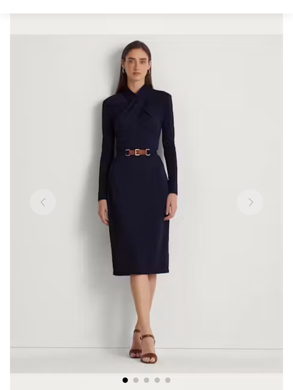 Lauren Ralph Lauren Navy Twist Neck Long Sleeve Jersey Midi Dress Size 8 NWT